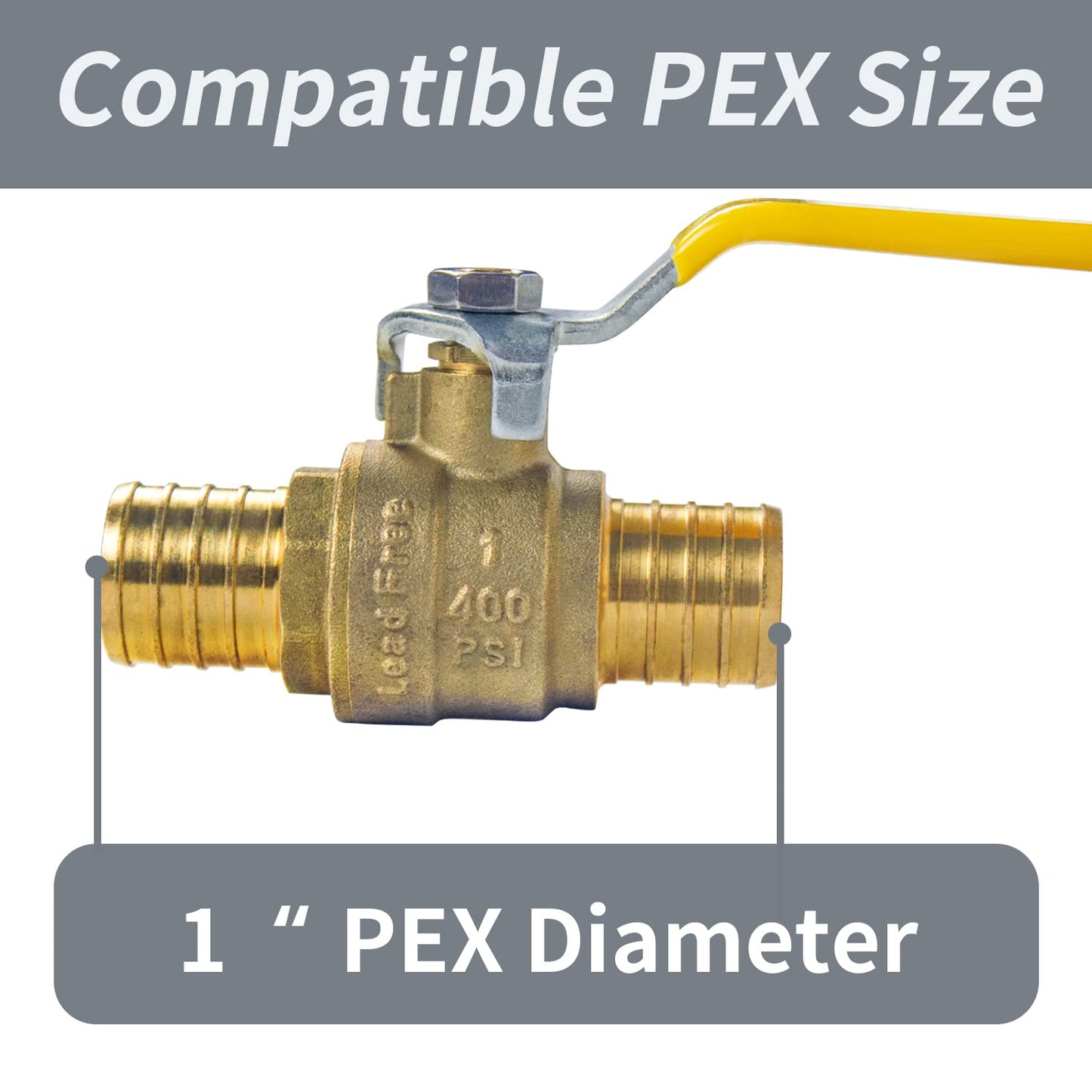 AB 1 Inch X 1 Inch PEX Ball Valve, Full Port Water Stop Shut Off, Lead Free Water Shut Off Valve