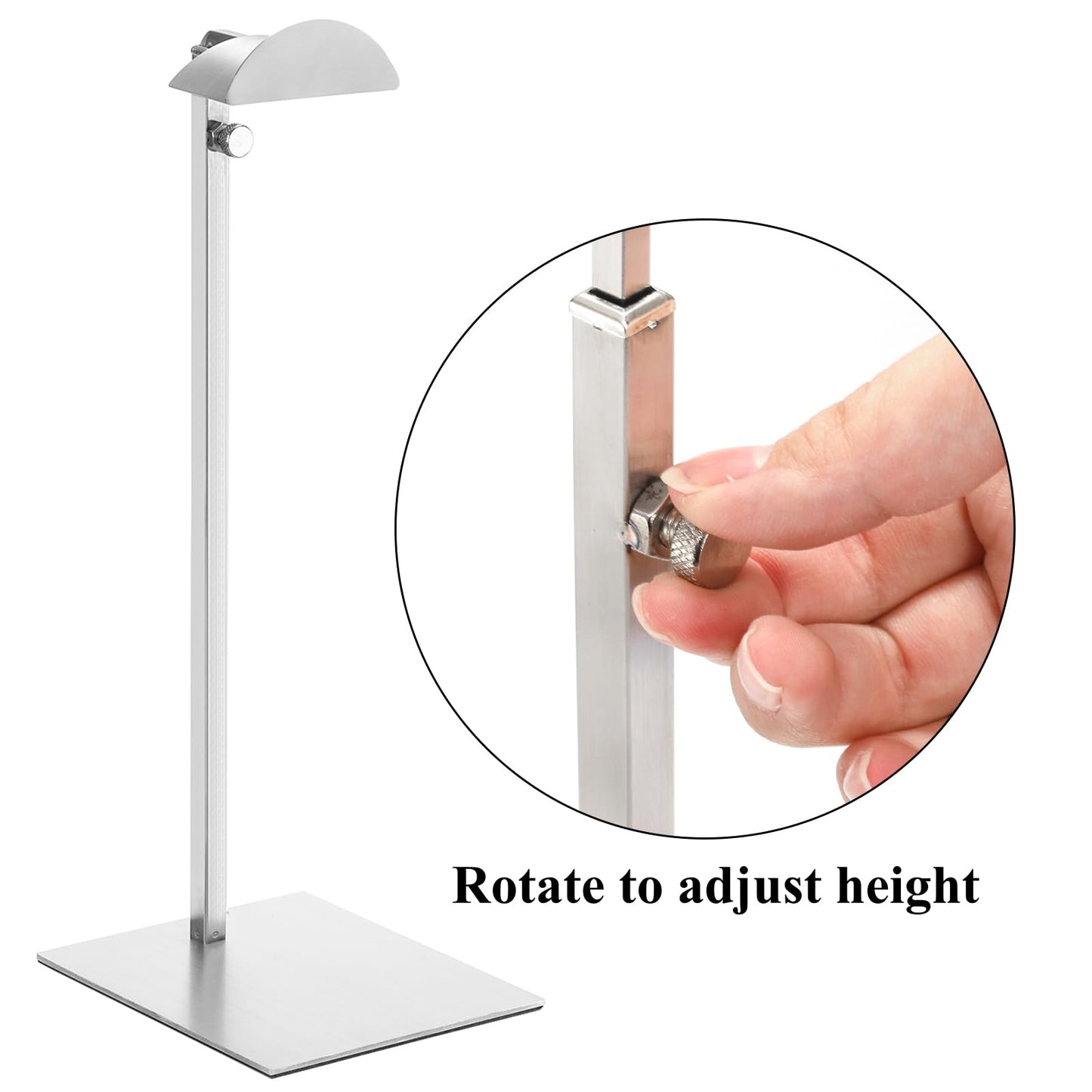 Hacaroa 3 Pack Purse Display Stand Stainless Steel, Adjustable Height Metal Handbag Holder Single Bag Jewelry Display Rack for Home, Boutique Store, Silver