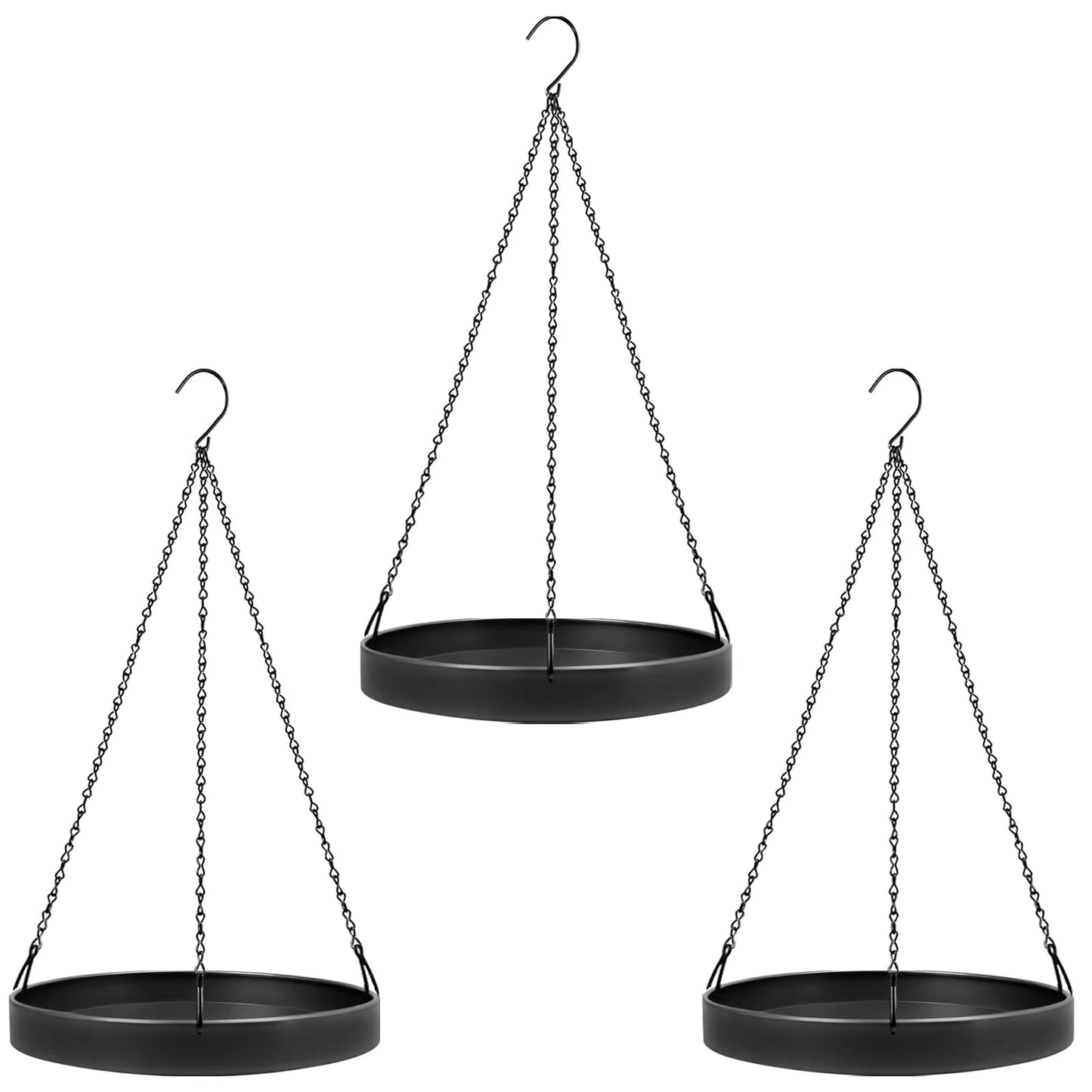 Plant Hanger Indoor Outdoor, Hanging Planter Baskets for Outdoor Indoor Plants, Hanging Plant Holder, Hanging Tray for Plants, Metal Window Plant Hanger, Black Hanging Plant Shelf, 3 Pack