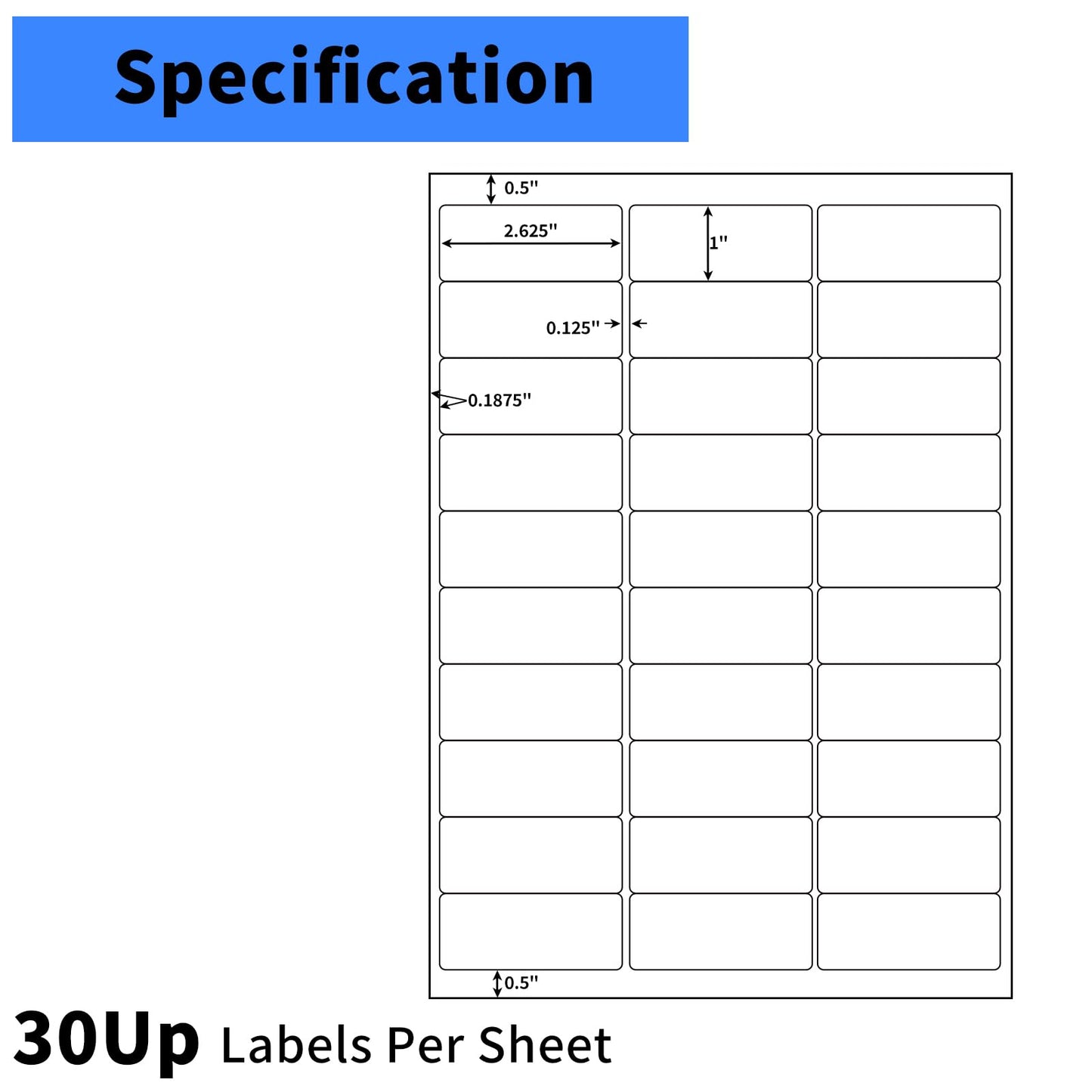 [500 Sheets 15000 Labels] NefLaca 30-up Shipping Address FBA Labels, 1 x 2-5/8" Address Mailing Shipping Labels for Laser and Inkjet Printers