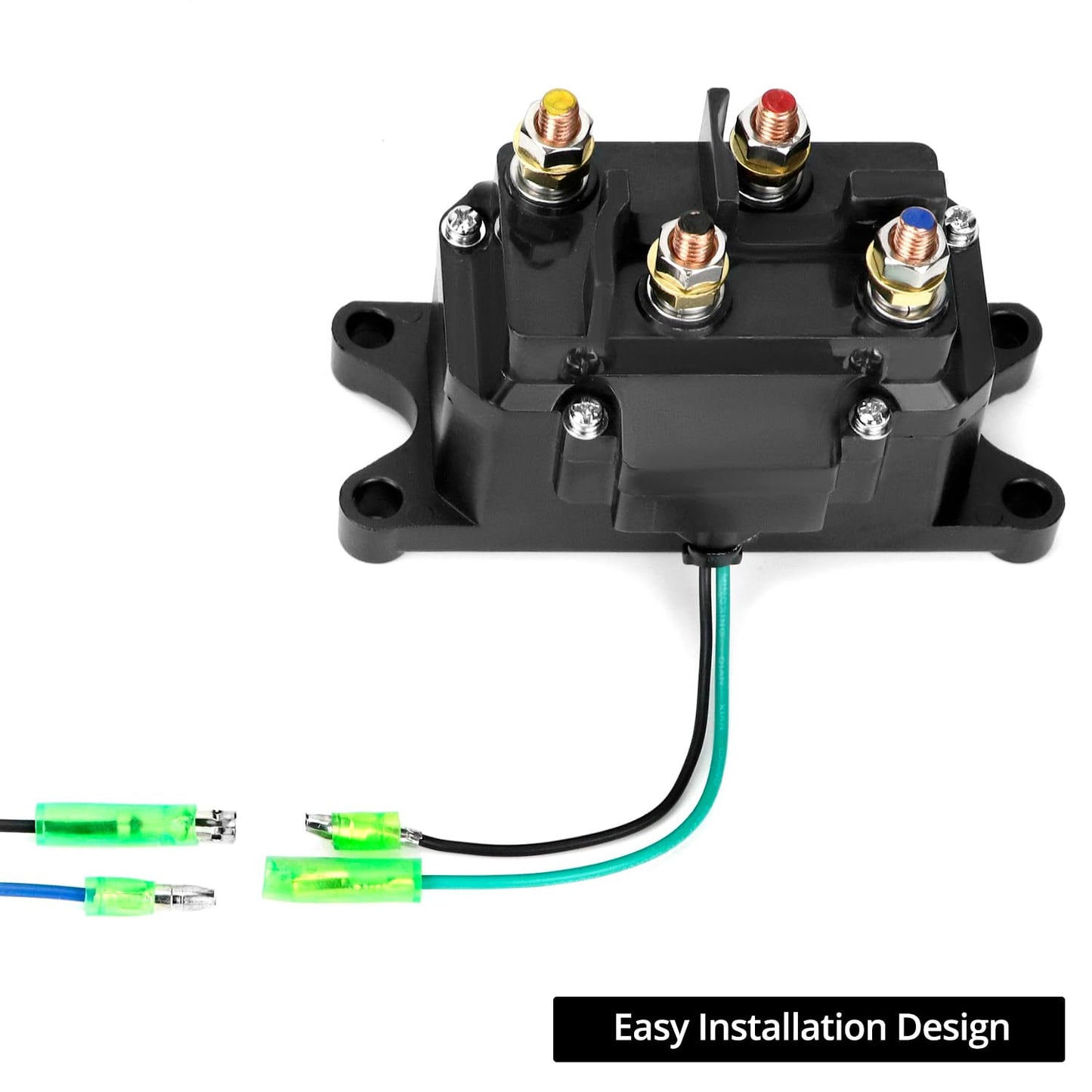 QWORK 12V 250A Winch Solenoid Relay Contactor, Compatible with ATV/UTV | 2000-5000 lbs Winch, with Rocker Thumb Switch Kit