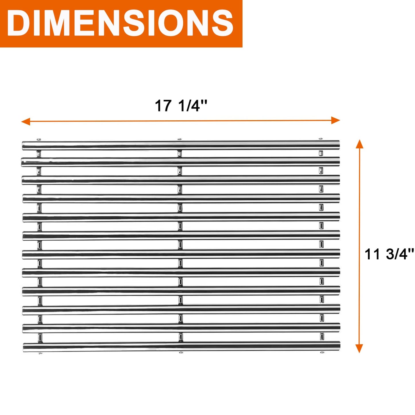 BBQ Future 7525 Grill Grates for Weber Genesis Silver B & C, Genesis Gold B & C, Weber Spirit 300 Series E-310, Replacement Part for Spirit 700, Genesis 1000-3500, Stainless Steel, 2-Pack