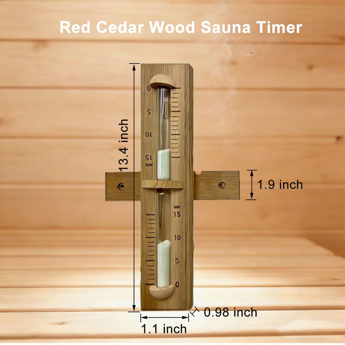 Sauna Sand Timer, 15 Minute Red Cedar Wooden Sauna Hourglass with with Whith Sand, Heat Resistant Rotating Sand Clock Hour Glass Timer for SPA, Bathroom