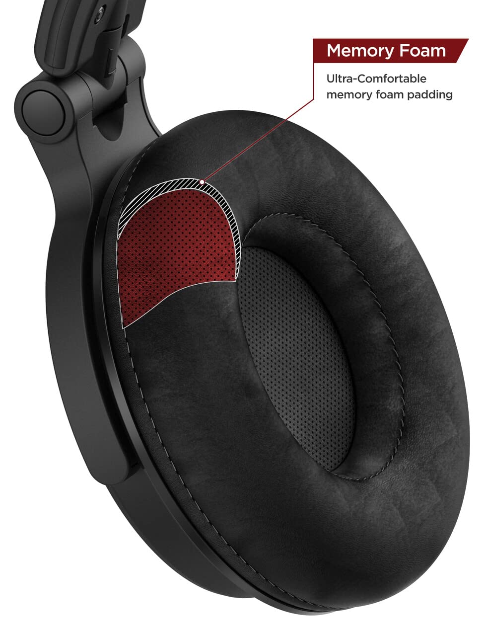 Thore Over Ear iPhone Headphones with Lightning Connector (Apple MFi Certified) - Closed Back Studio DJ Monitor Earphones (50mm Neodymium Drivers) (V200 Black/Red)