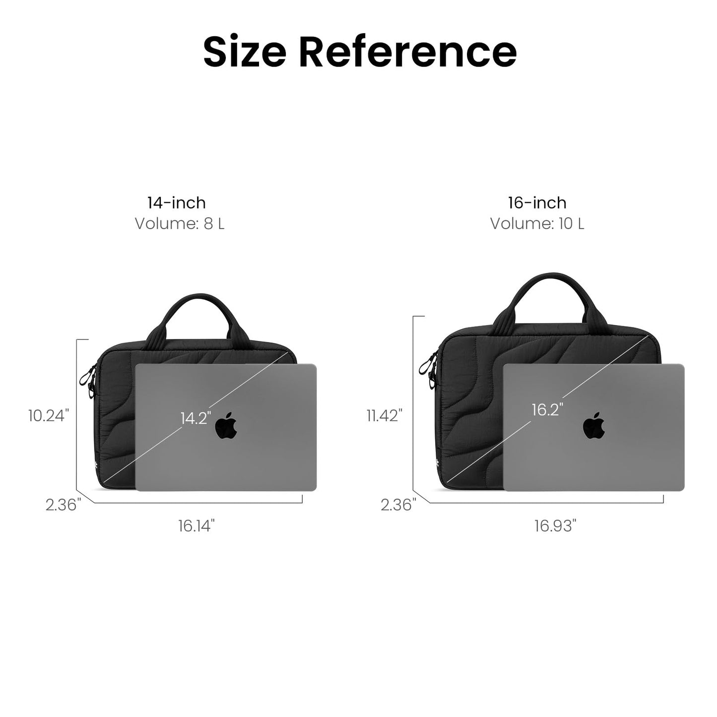 tomtoc 16 Inch Protective Puffy Laptop Carrying Bag for Women, Lightweight Laptop Case Fits 16-inch MacBook Pro & Other 15"/16" Computers, Work Travel Notebook Briefcase Handbag with Organized Storage