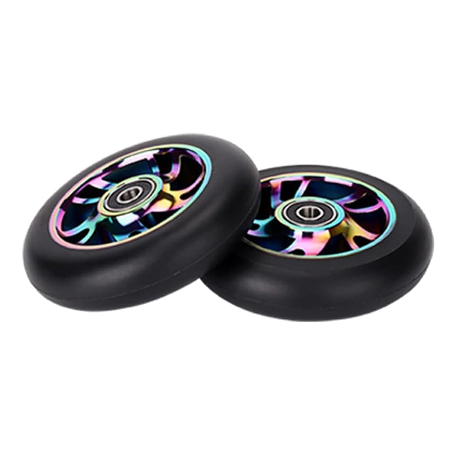 Scooter Wheels Replacement Set, 110mm Scooter Wheels, 2-Pack, Metal Core with High-Rebound PU, Pre-installed Bearings