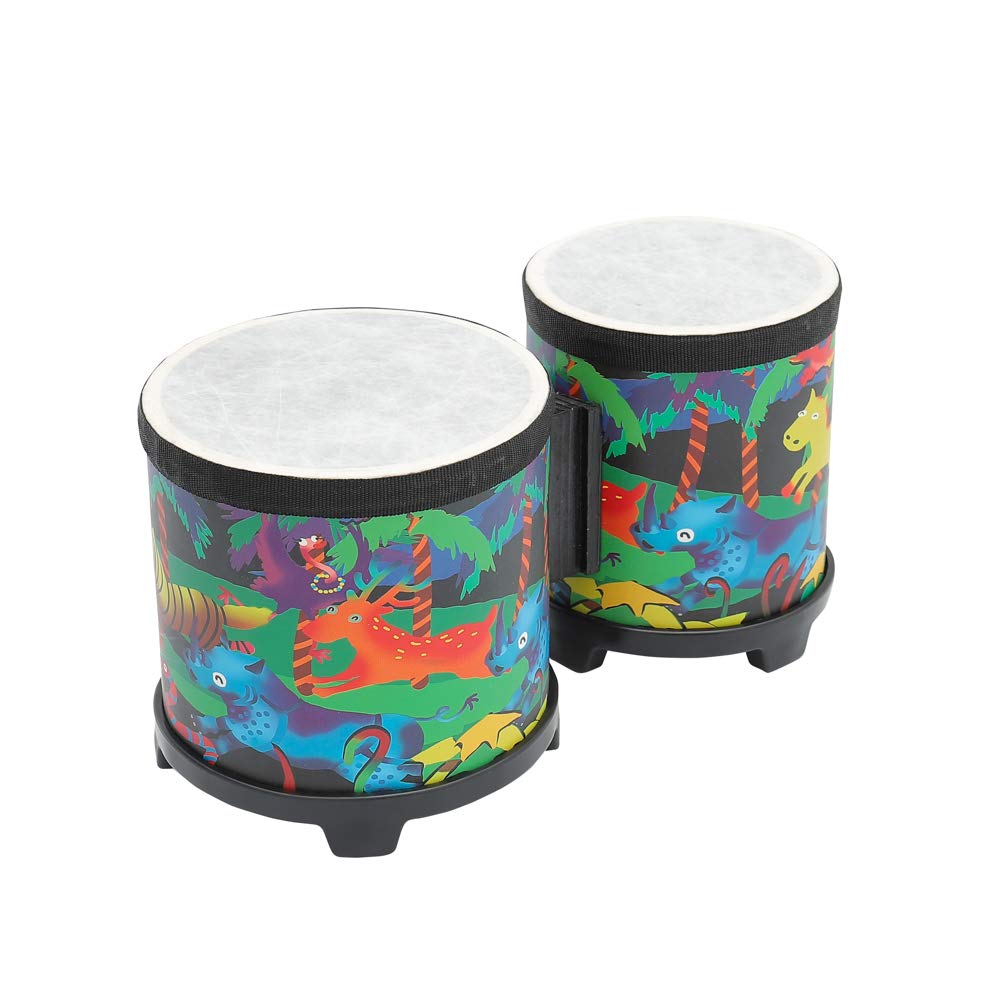 Musfunny Bongo Floor Drum Set 5"- 6" Club Gathering Rhythm Drum Percussion Musical Instruments with Colorful Mallets (5" and 6")
