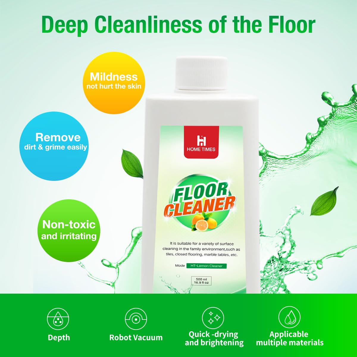 2 Pack Robot Vacuum Floor Cleaning Concentrate for Mops - Compatible with Roborock, Tineco, iFloor, Etc. - Hardwood & Multi-Surface - Non-Toxic, Residue-Free (lemon flavor)