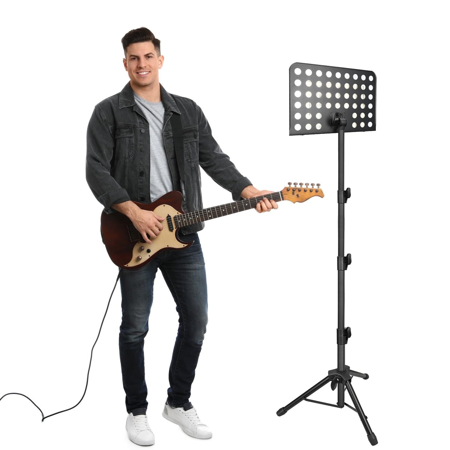 70in Sheet Music Stand, Heightened Music Stand, Adjustable Music Sheet Stand Portable Folding with Carry Bag for Guitar, Ukulele, Violin Players(Higher Version, 1 pack)