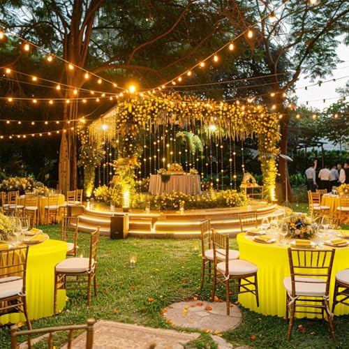 4 Pack Yellow Round Tablecloth, Fitted Tablecloths for 6 FT Circle Table, Polyester Fabric Yellow Table Cloth Round Tables for Wedding Photography Party Professional Events Graduation Ceremonies