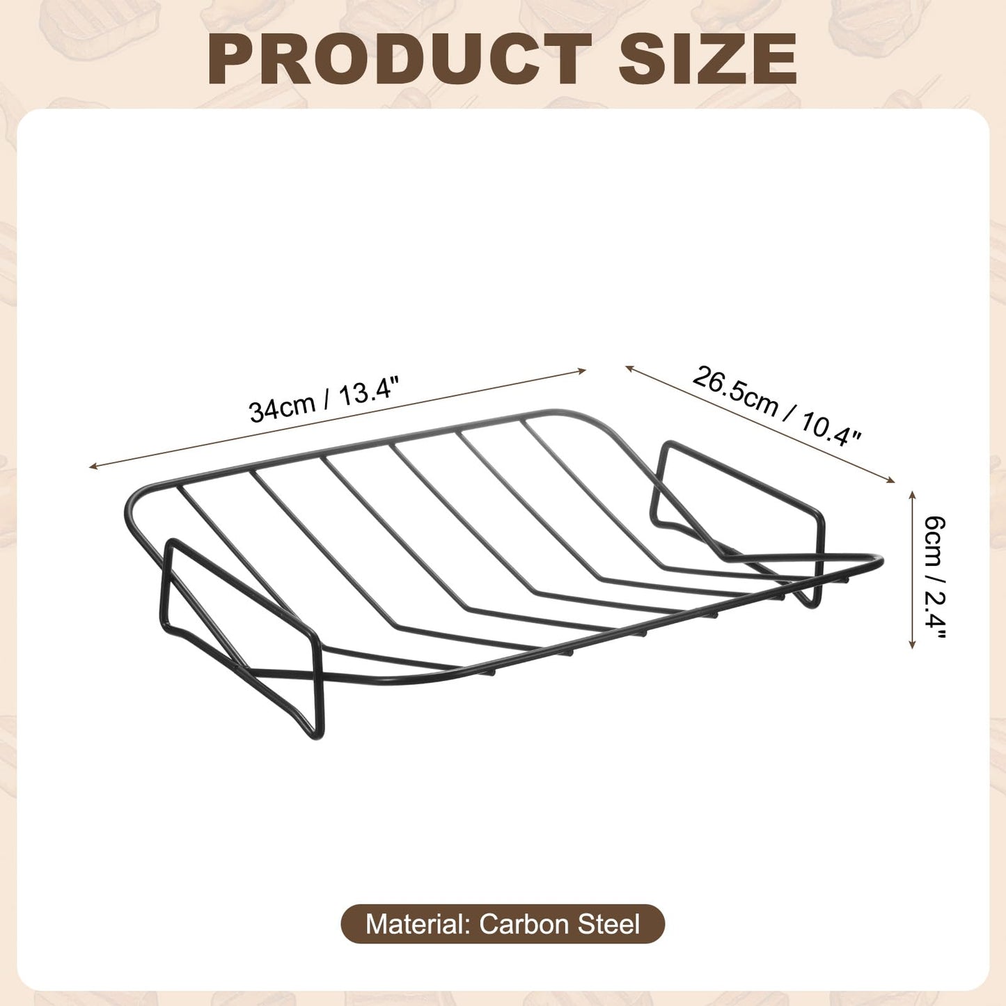 uxcell Roasting Rack, 13.4x10.4 Carbon Steel V-Shaped Roasting Rack for Turkey Dual-Purpose Turkey Roaster Green Egg Accessories for Outdoor Camping Picnic Grilling Barbecuing, Black