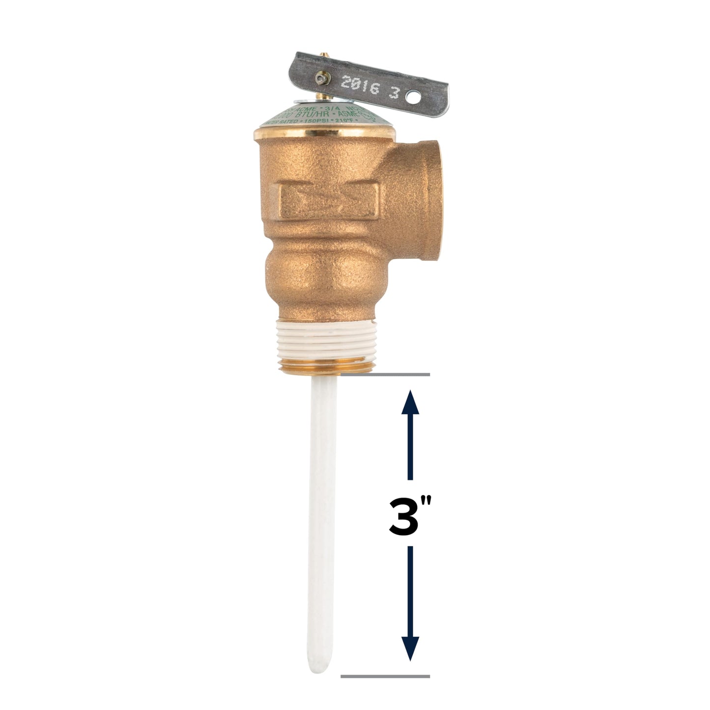 Camco 10471/10473 RV 3/4-Inch Temperature and Pressure Relief Valve with 4-Inch Probe
