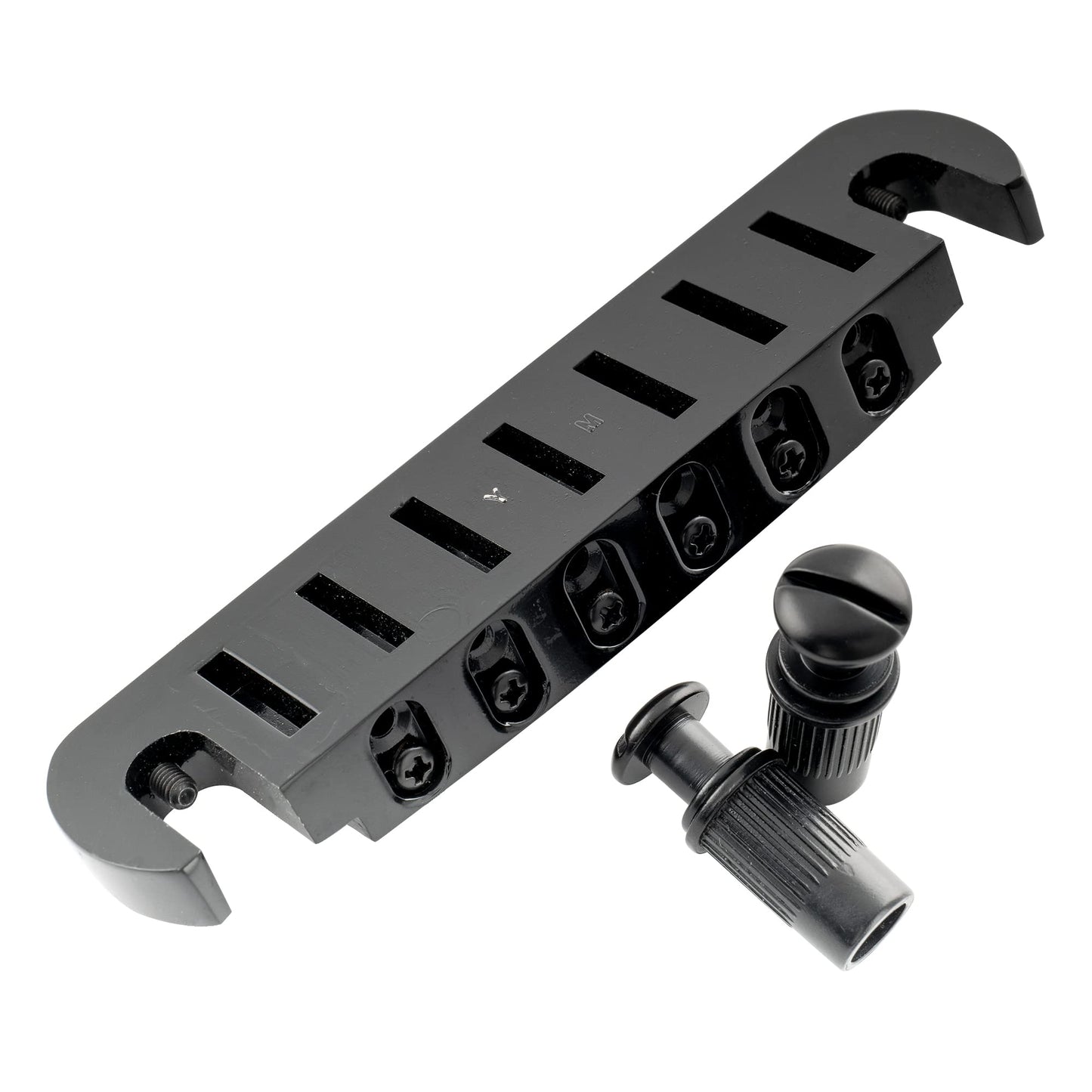 Wilkinson M Series 52.5mm (2-1/16 inch) String Spacing Adjustable Pigtail Style Wraparound Bridge for Les Paul SG Junior Special Style Electric Guitar, Black