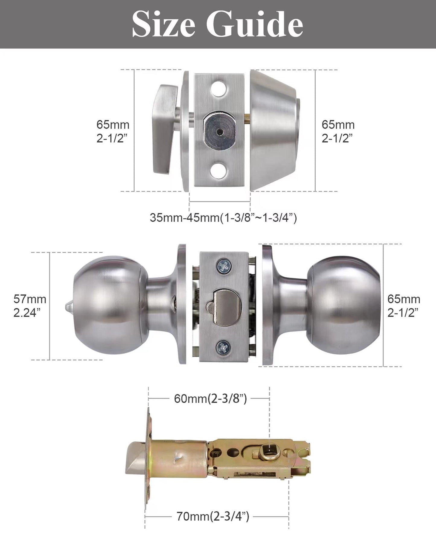 2 Sets All Keyed Same Entry Door Knob and Single Cylinder Deadbolt Combo Set, Satin Nickel Exterior Door Knobs with Lock and Keys for Entrance and Front Door