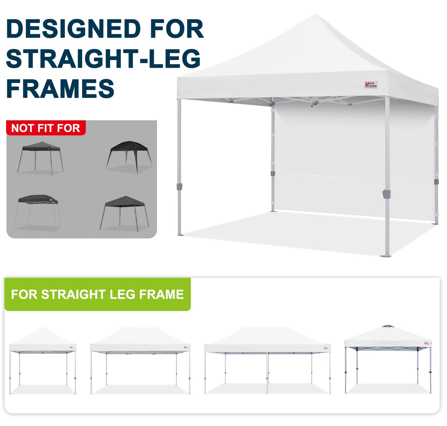 MASTERCANOPY Instant Canopy Tent Sidewall for 10x10 Pop Up Canopy,1 Pack (10x10 Feet, White)