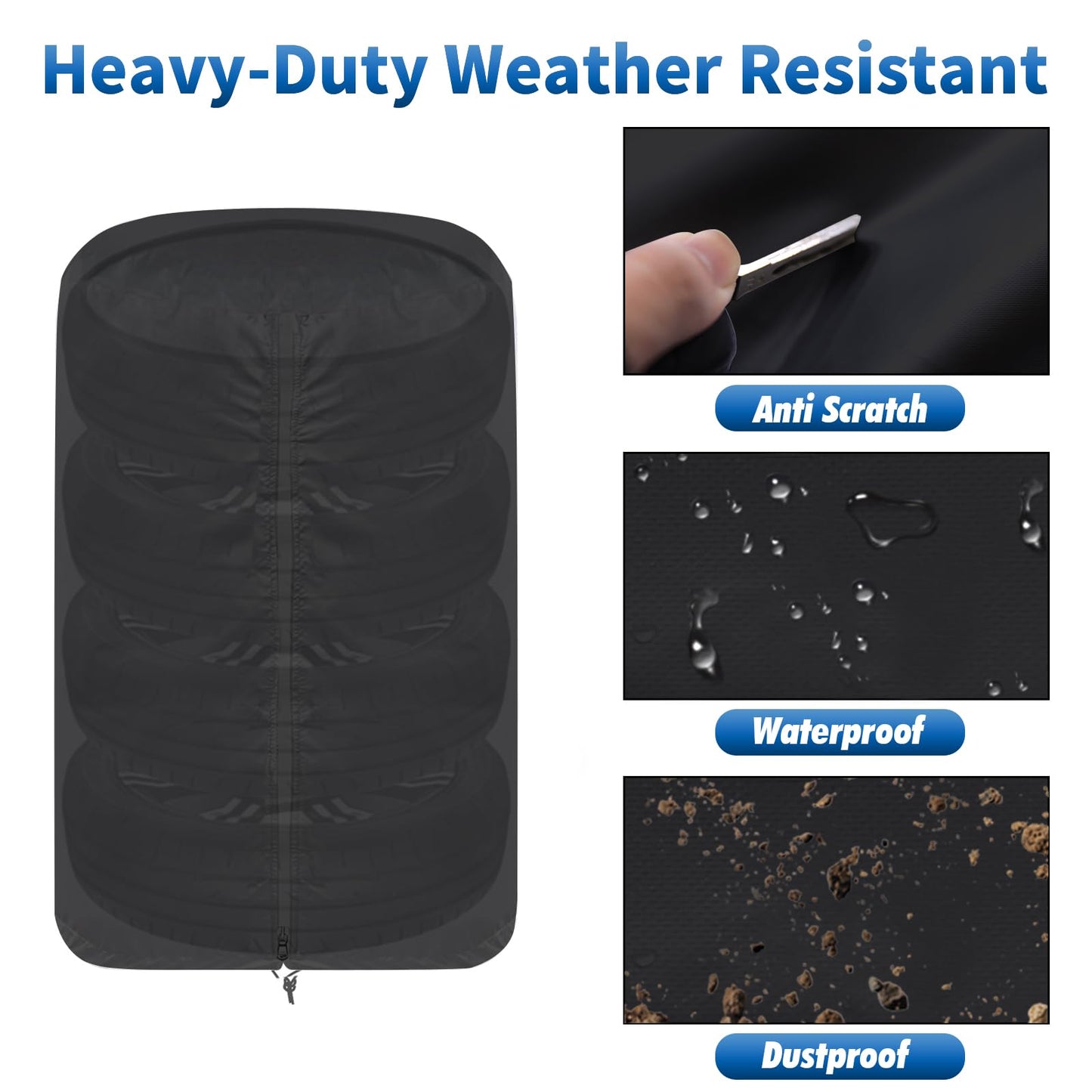 KALINCO Large Tire Cover, Waterproof Tire Storage Bag, Dust-Proof Seasonal Tire Cover, Universal Spare Tire Cover, Fits up to Diameter 32" Tires, 2 Pack