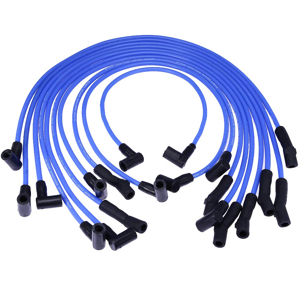 New Racing 9mm BLUE Spark Plug Wire Set Ignition Wire Set Replacement for Ford F-150 F150 Mustang 5.0L 5.8L, SBF 302