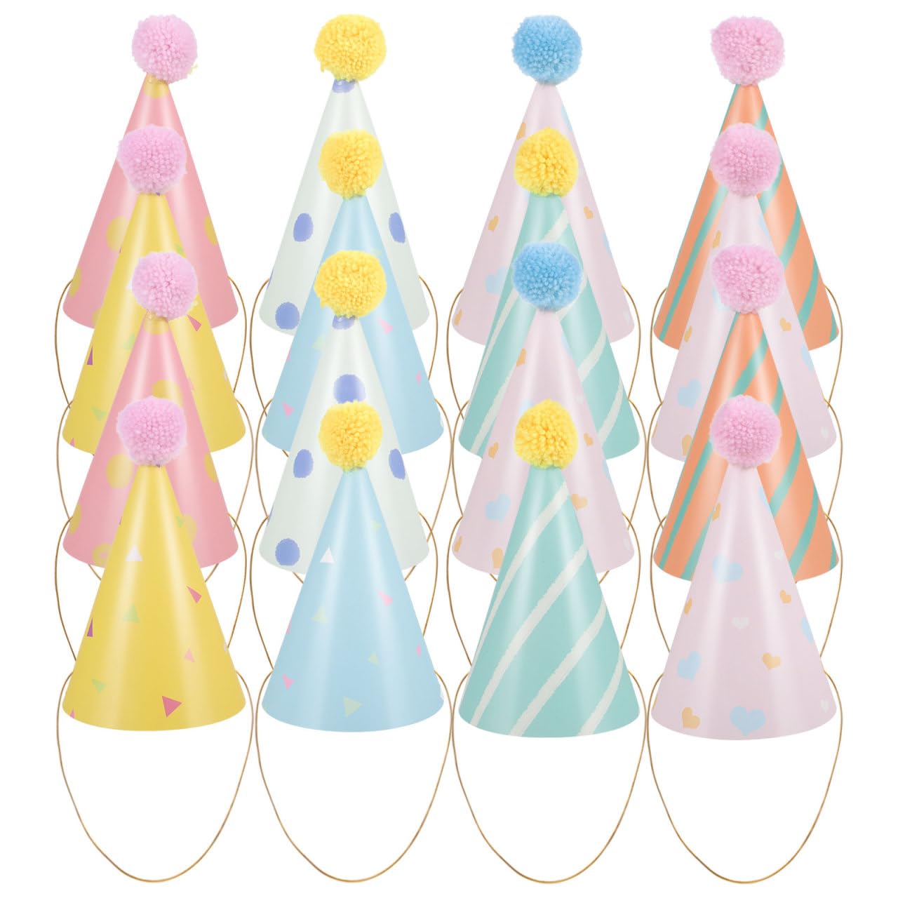 FOYTOKI 16pcs Birthday Hat Party Hats for Stuffed Animals Stuffed Cap Pastel Reusable Party Supplies for Celebrations and Festivals