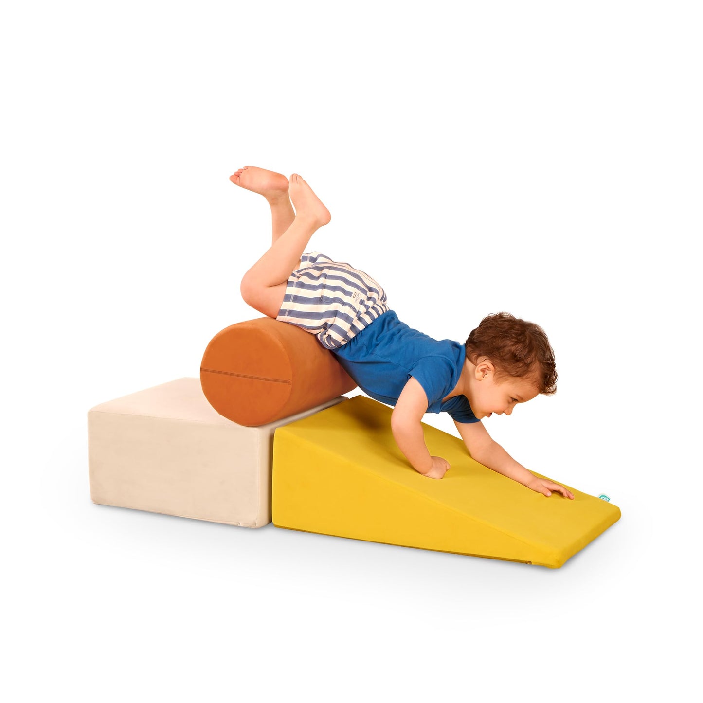 B. toys – Sensory Foam Building Blocks for Toddlers – 3 Pieces Climbing Set with Cylinder, Ramp & Block – Easy-Grip Handles, Machine Washable Covers – Soft Play Shapes for Babies & Toddlers 12+ Months