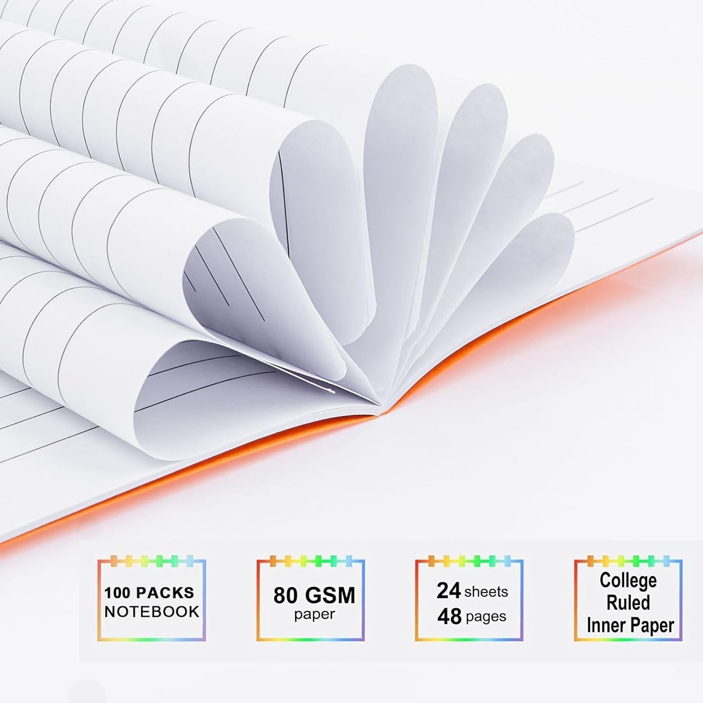 100 Pack Colorful Mini Notebook Bulk, Small Pocket Notebooks, 3.5" X 5.5" Lined Notepads Travel Journal Sketchbooks for Kids, Student, Office, 24 Sheets/48 Pages (10 colors)