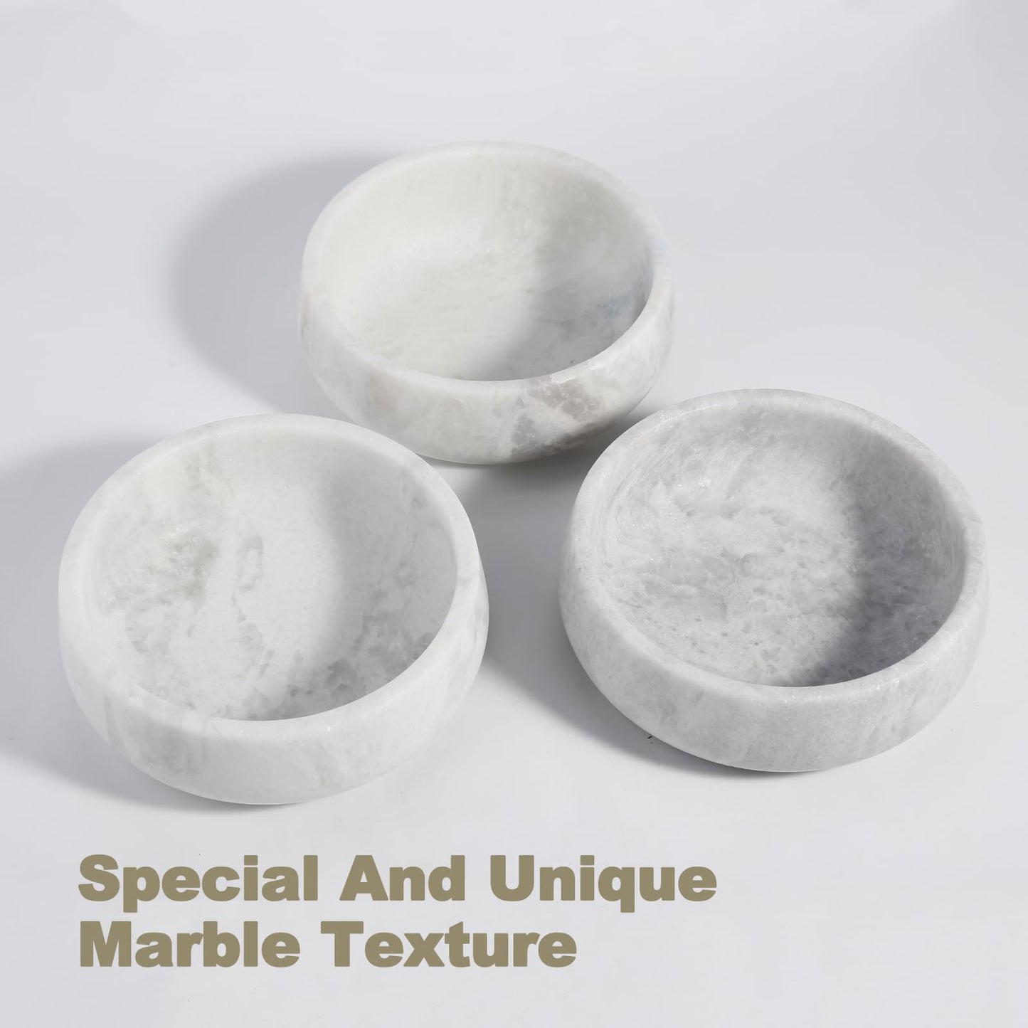 White Marble Dog Bowls, Non-Slip Dog Food Water Bowl Small, Pet Bowl for Cats and Medium Dogs, African Natural Marble, Holds 4 Cups(5lbs)