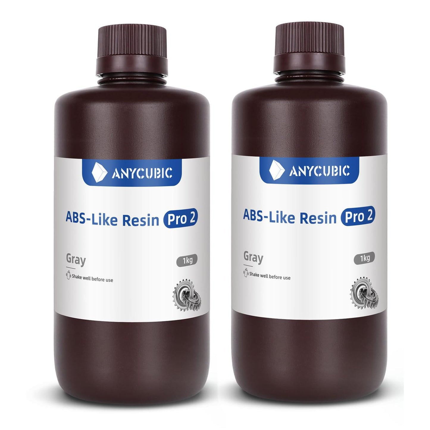 ANYCUBIC ABS-Like Resin Pro 2, Toughness Upgrade 3D Printer Resin, Low Odor 405nm UV-Curing Resin, High Precision and High-Success Rate Standard Photopolymer Resin for LCD DLP 3D Printing (2kg-Gray)