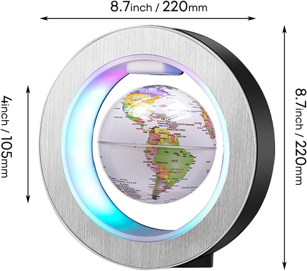 FUGEST Levitation Floating Globe 4inch Rotating Magnetic Mysteriously Suspended In Air World Map Home Decoration Crafts Fashion Holiday Gifts (White)