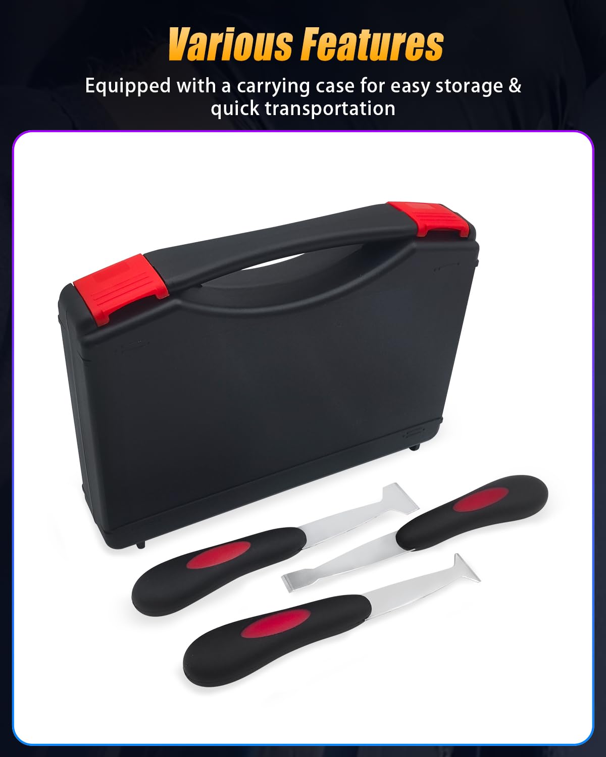 GLEXQLAO Windshield Urethane Scraper Removal Tool Kit for Removing Glass Residues, Auto Glass Urethane Scraper Remover Tool Set with 3 Sizes