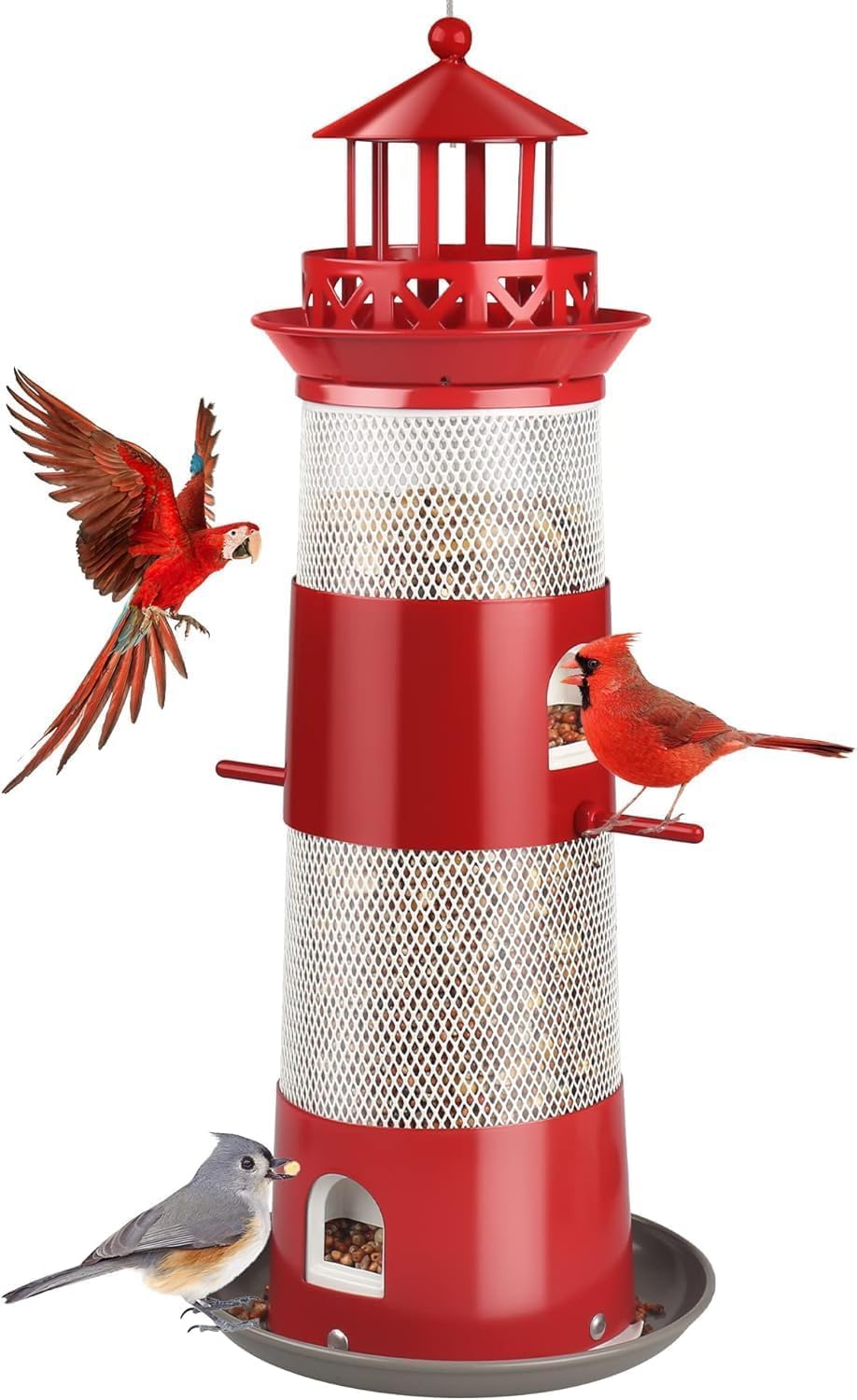 Decflow Bird Feeders for Outdoors Hanging, Wild Bird Feeder for Outside Bird, 4 lbs Large Capacity Durable Metal Bird Seed Feeder for Small Birds