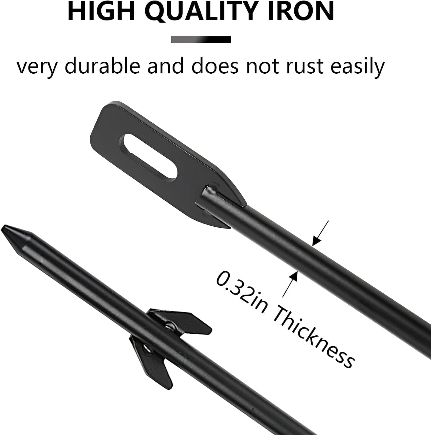 Danoib 2-Pack Yard Sign Stakes Metal for Ground 31" Long 0.3" Thick, Plant Support Stakes for Indoor & Outdoor Plants, Sign Poles Stakes, Tent Stakes for Outdoor Camping, Easy to Install - Black