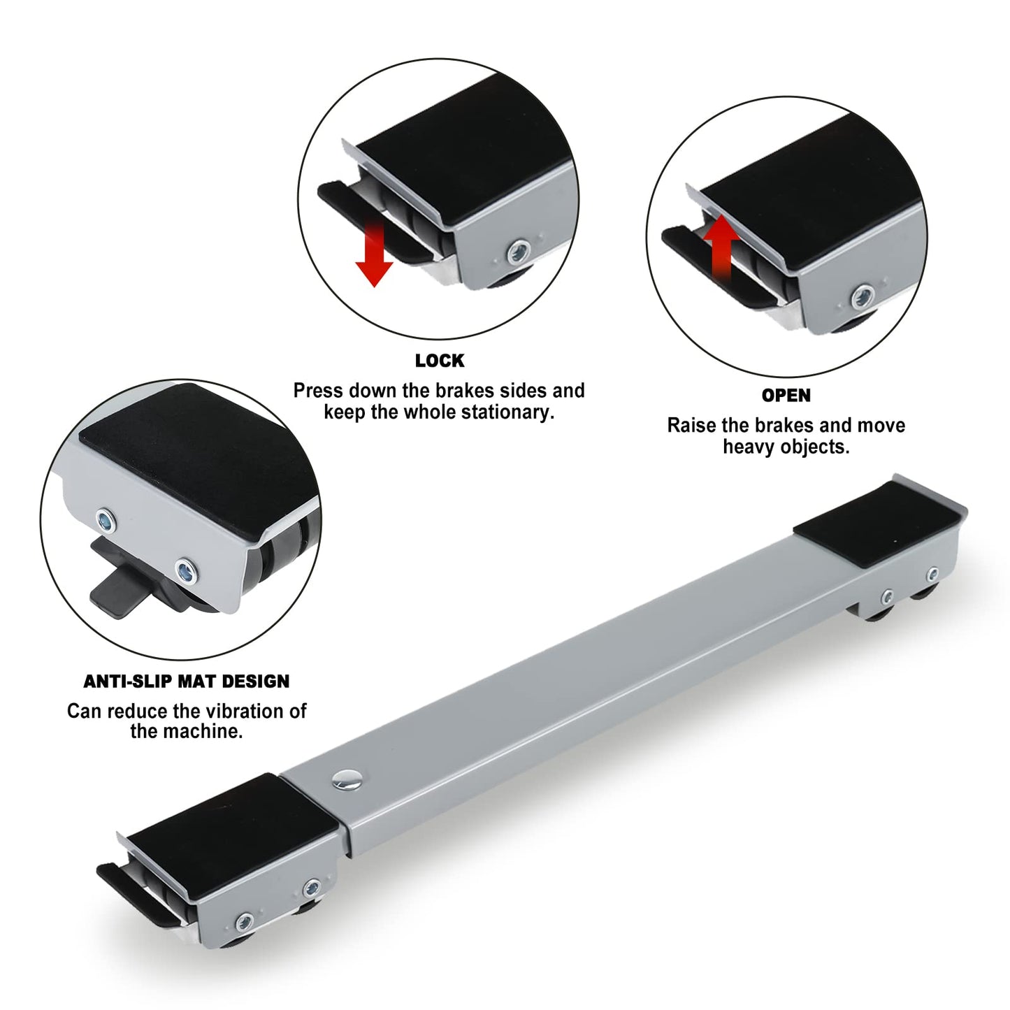 NORJIN Furniture Dolly Mobile Roller, Heavy Duty Extendable Appliance Rollers Adjustable Appliance Dolly Cart for Refrigerators, Dishwashers, Washing Machines