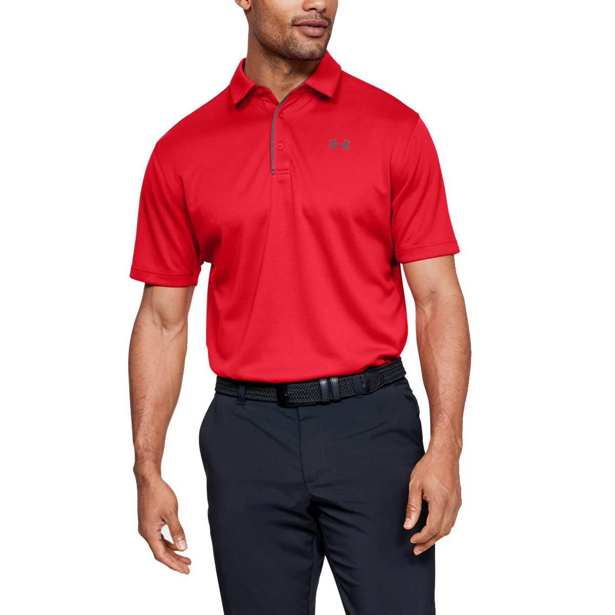 UNDER ARMOUR mens Tech Golf Polo Red (600)/GraphiteX-Large