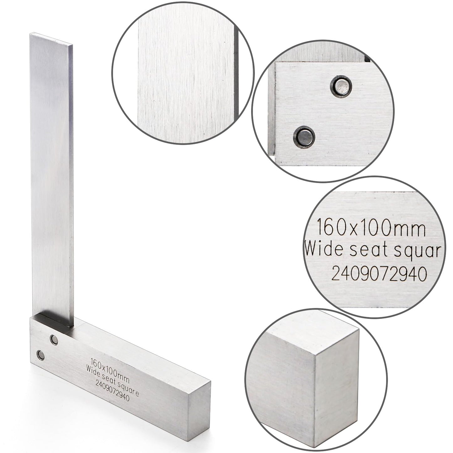 Suwimut Machinist Square Set 2, 3, 4, 6 Inch, Mechanical Engineer Hardened Steel High Precision Squares, 90 Degree Wide Base Square Tool L-Type Right Angle Ruler Tool for Woodworking