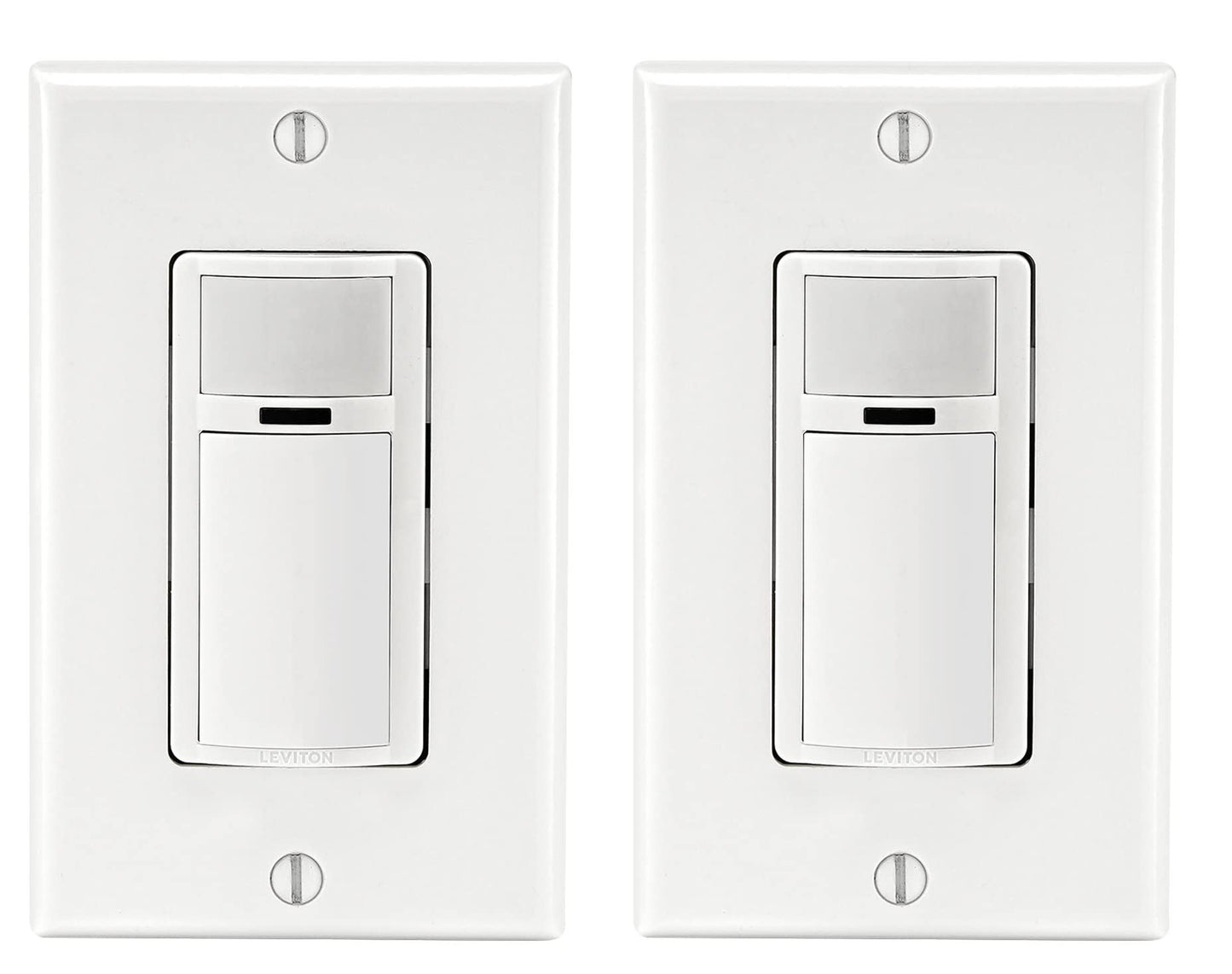 Leviton 2-Pack Decora Occupancy Motion Sensor Light Switch, Auto-On, 2A, Residential Grade, Single Pole, DOS02-2PK, White