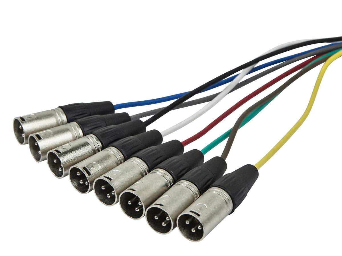 Monoprice 601296 1-Meter/3-Feet 8-Channel 1/4-Inch TRS Male to XLR Male Snake Cable