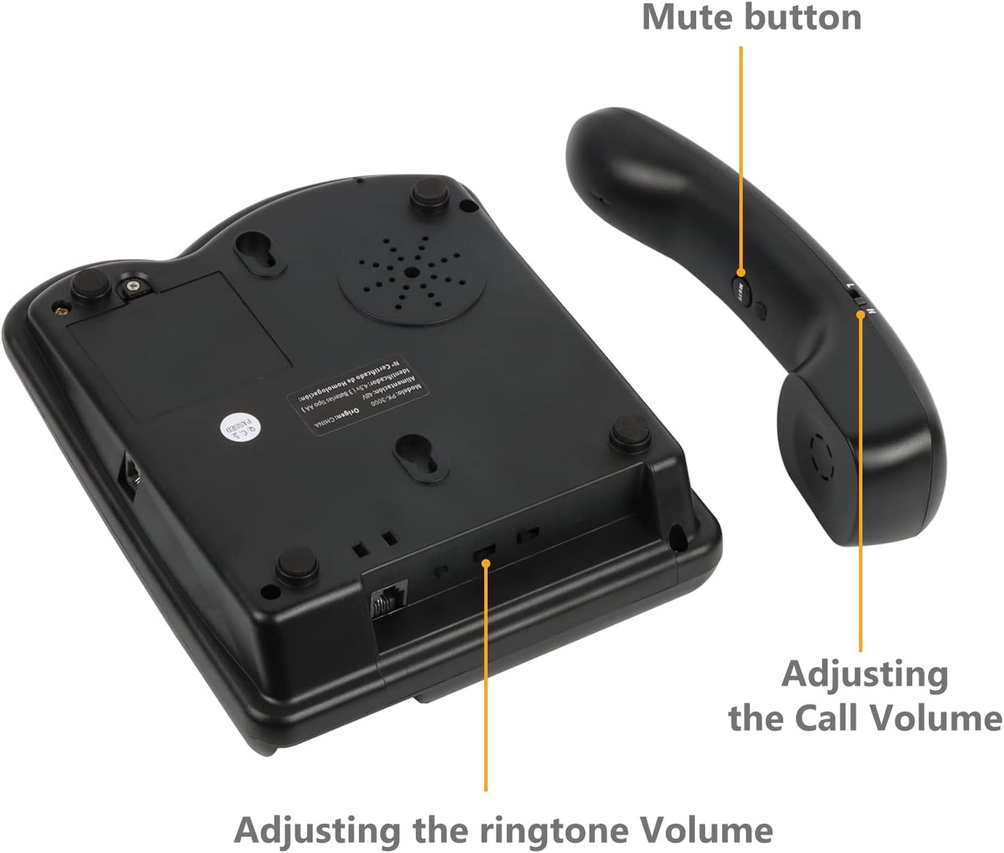 Big Button Telephone with Loud Volume, Uvital Landline Phone Support Adjustable Volume and One-Touch Speed Dials, Multifunctional Corded Telephone for Seniors, Home and Front Desk (Black)