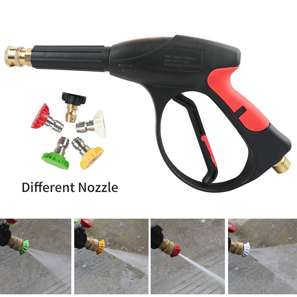 4000 PSI High Pressure Washer Gun Kit with Replacement Extension Wand,M22-14mm Fitting Gun,1/4”×50FT Hose,6 Spary Nozzle,30 Degree Curved Wand…