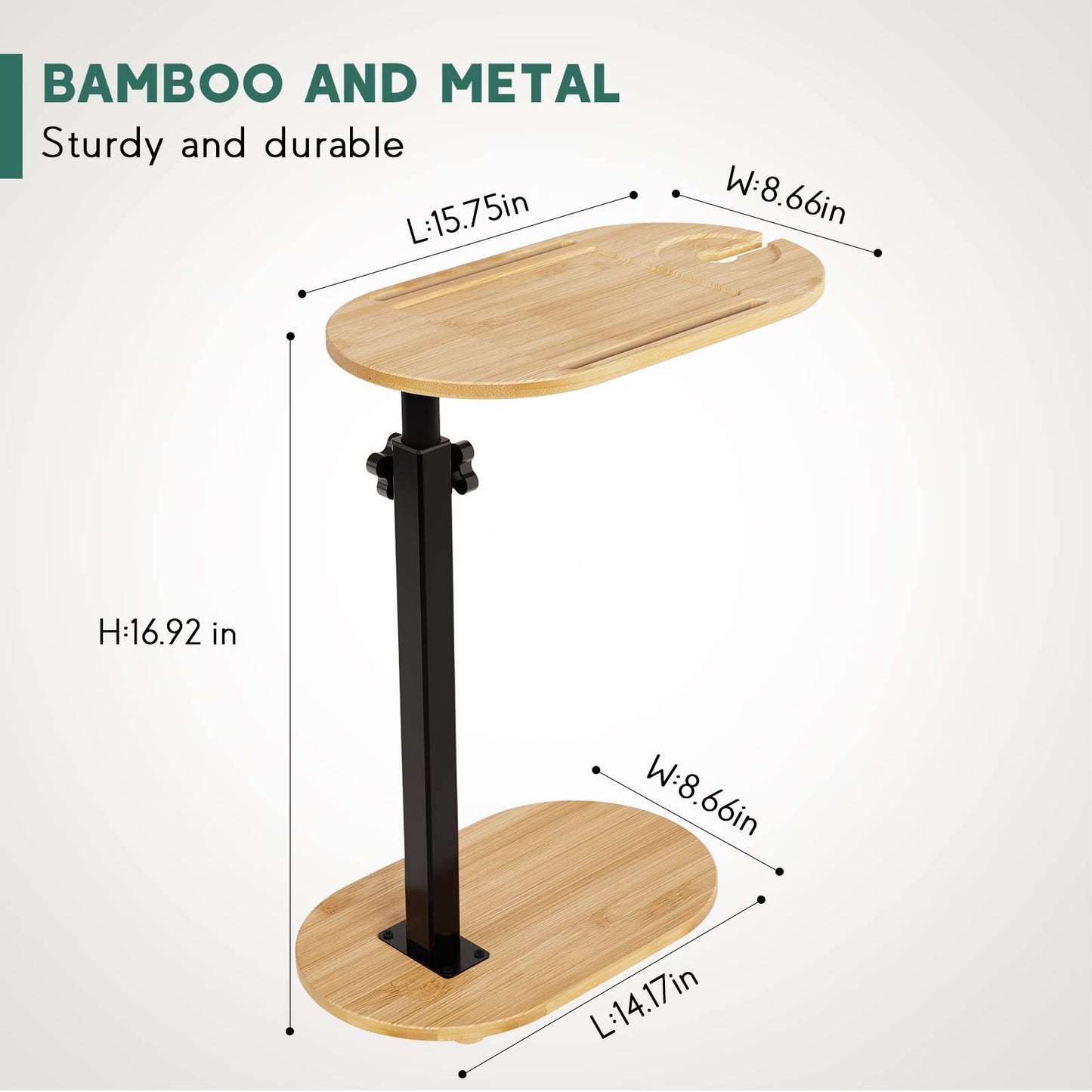 Yumkfoi Bamboo Bathtub Tray Table with Adjustable Height, Freestanding Bath Caddy Tray for Tub Against Wall, Bathtub Side Table for Luxury Bath Home Spa and Gift Choice - Patent Protected (Natural)