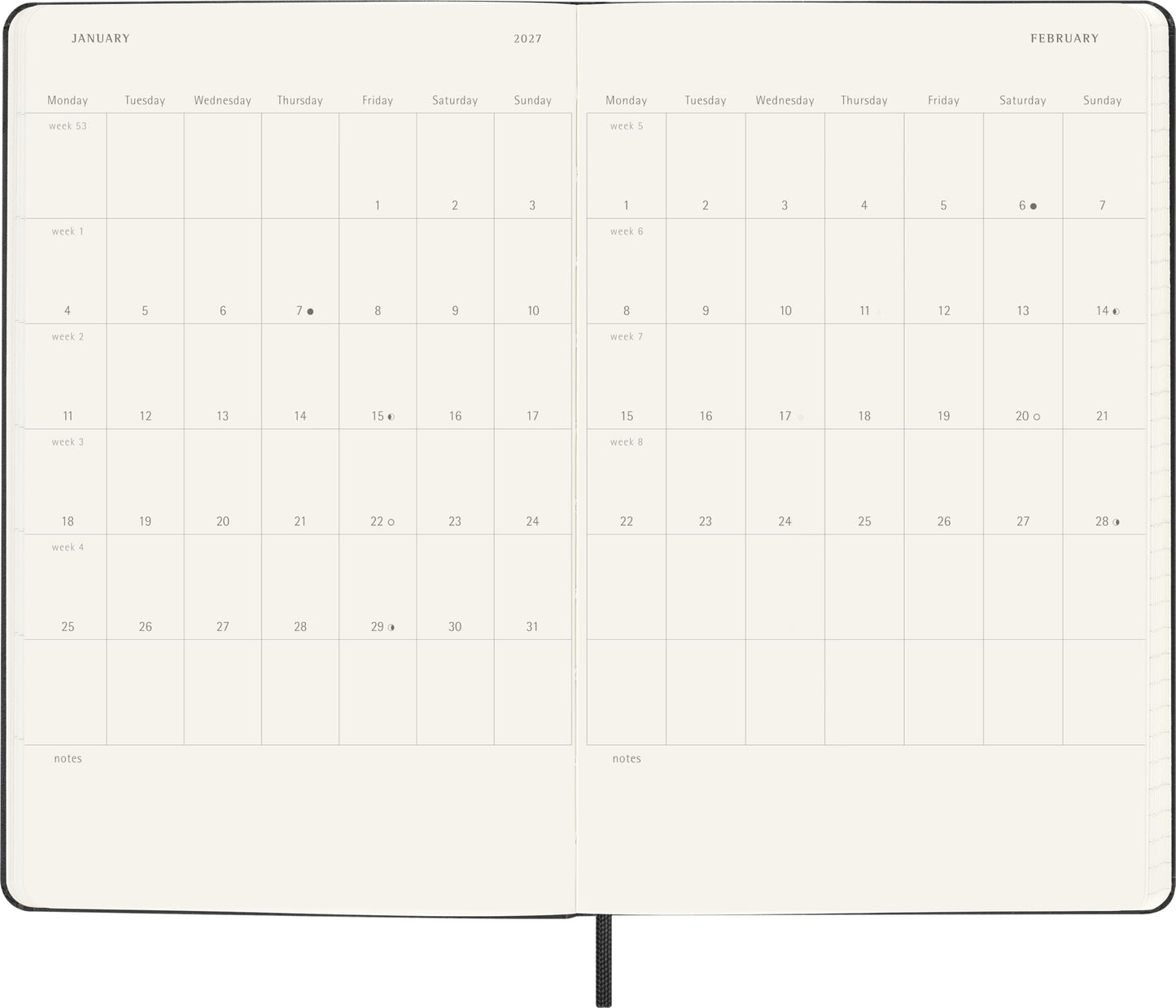 Moleskine Classic 18 Month 2026-2027 Daily Planner, Hard Cover, Large (5" x 8.25"), Black, 608 pages