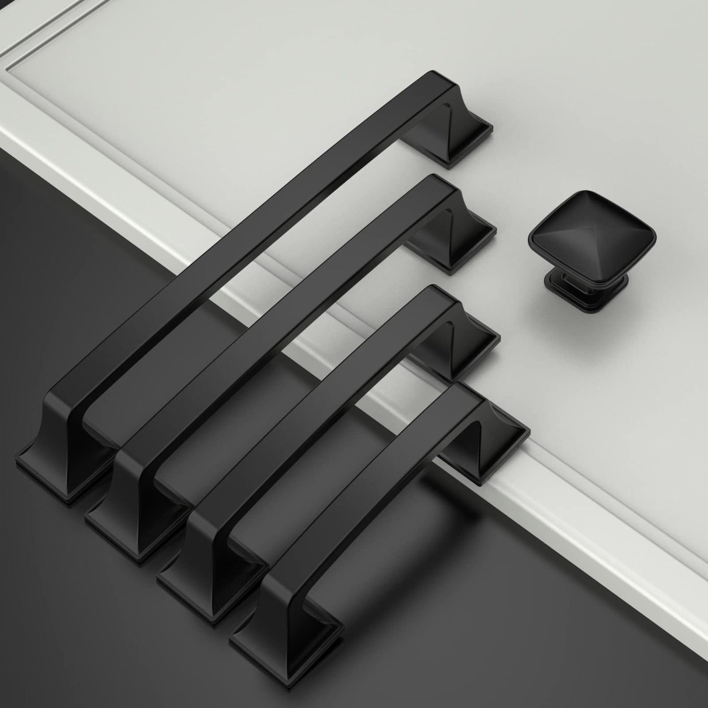 Amerdeco 10 Pack Matte Black 3 Inch(76mm) Hole Centers Kitchen Cabinet Pulls Hardware Kitchen Handles for Cabinets Cupboard Handles Drawer Pulls