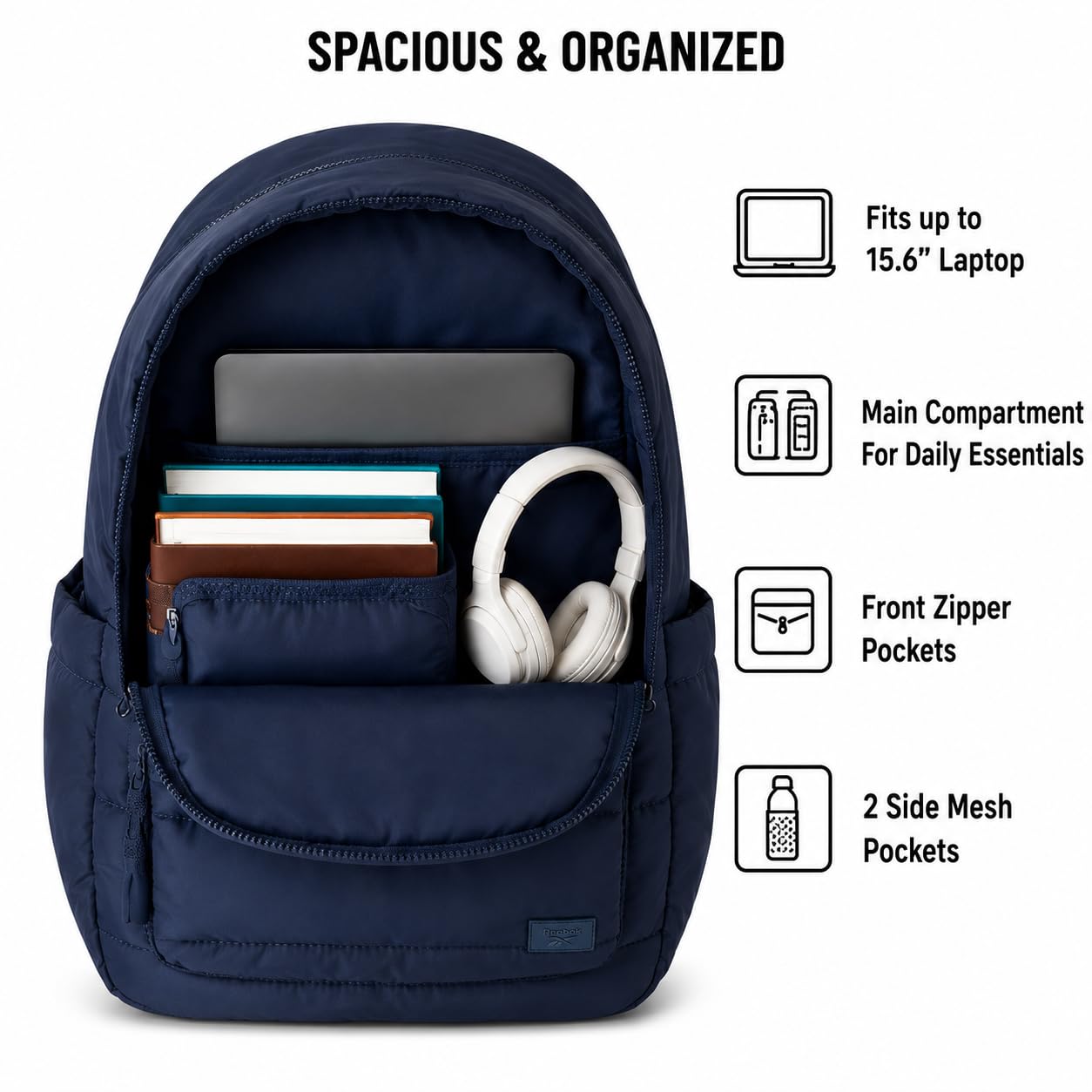 Reebok Backpack - Multipurpose Lightweight Carry On Everyday Laptop Gym Travel Commuter Backpack, Skyler Blue, One Size, Element School Backpack
