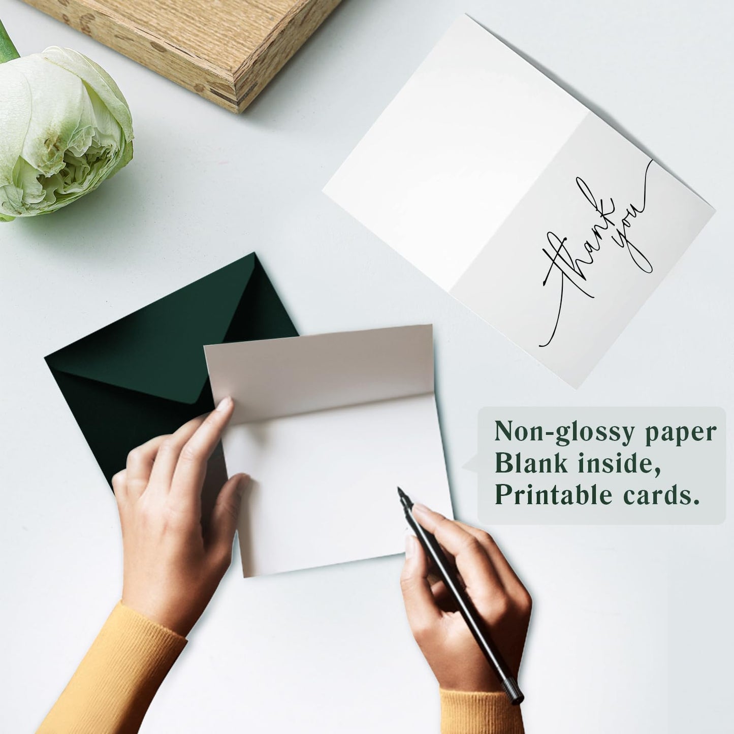 Goefun 144 Thank You Cards with Envelopes Bulk Pack 4×6 Green Blank Thank You Notes, Elegant Designs for Wedding, Baby Shower, Bridal Shower, Small Business, Graduation and Funeral