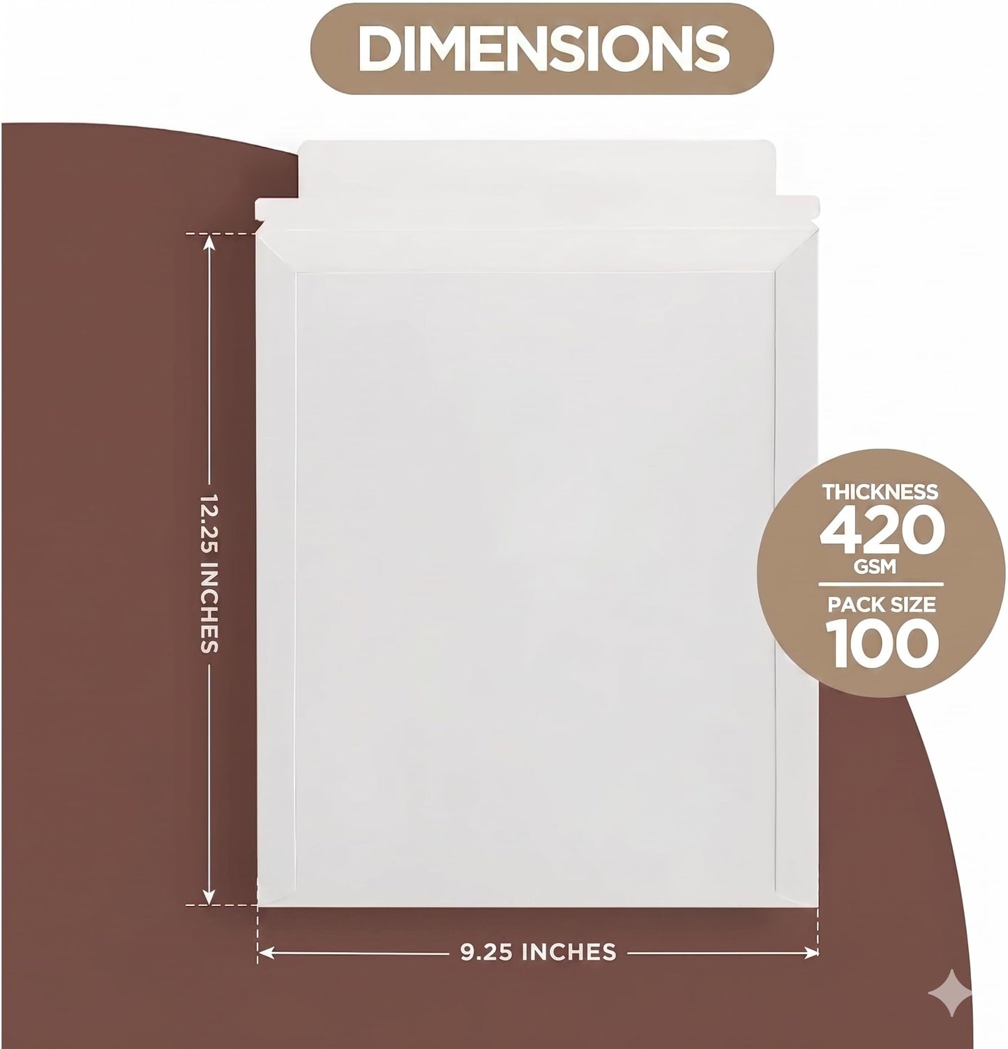 100 Pack 9x12 Inches Rigid Mailers – Self Adhesive White Cardboard Mailers with 200 Strips – Mailing Supplies for Documents, Photos, CDs, Magazines, and Literature