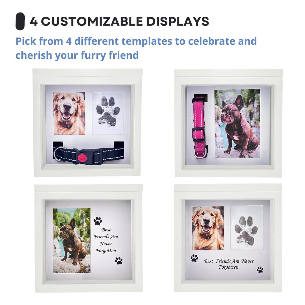 OtterPets Large Dog Urn for Ashes, 4 Customizable Displays with Paw Print Ink Kit, Pet Urn for Dog Ashes, Pet Cremation Box (White)