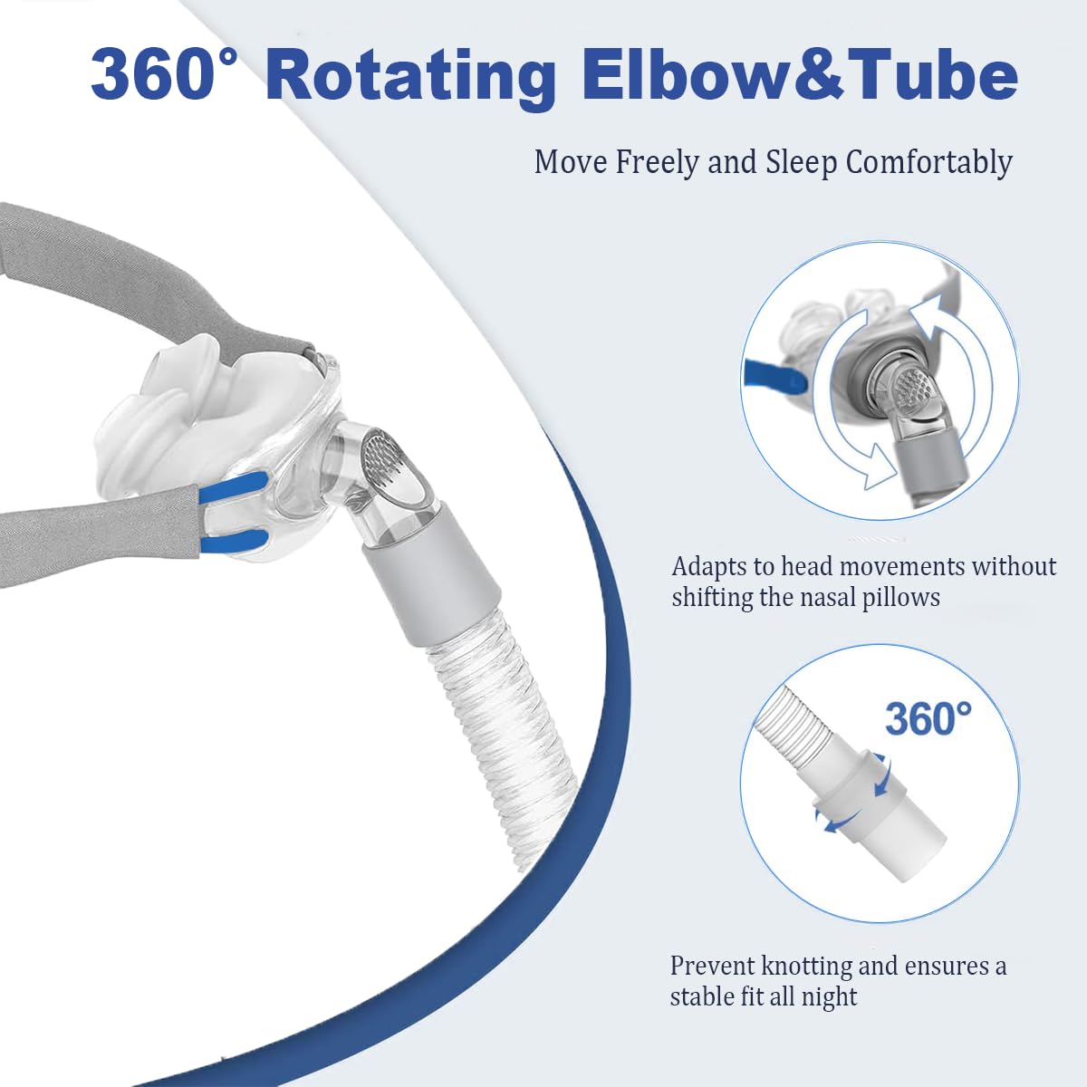 CPAP Mask - Ultra Soft Nasal Pillow Mask, Restful Nights and Improved Sleep Includes 3 Nasal Pillows Fits All Sizes - White