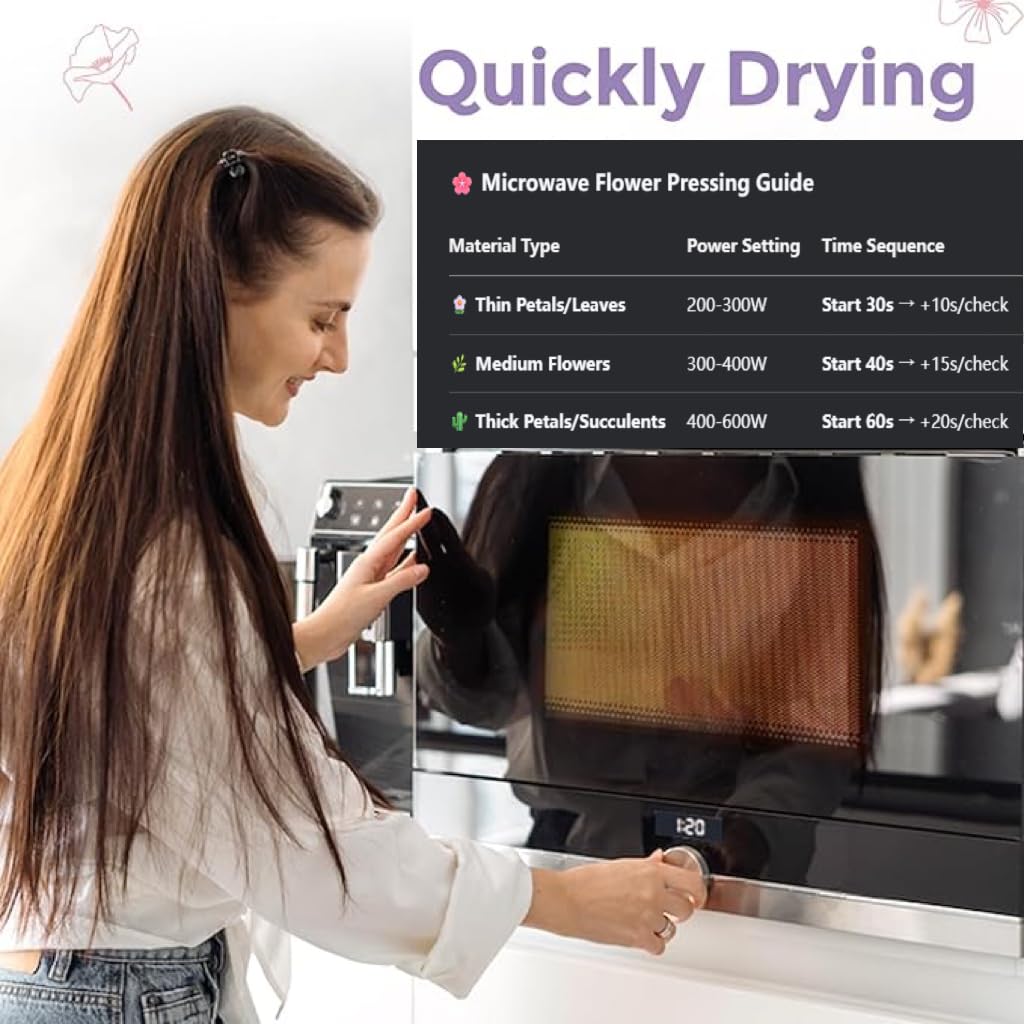 Suziko Quickly Dry Flowers 9 '' (23cm) Large Microwave Flower Press for Press Flowers&Leaves and Making Pressed Flowers with Photo Frame