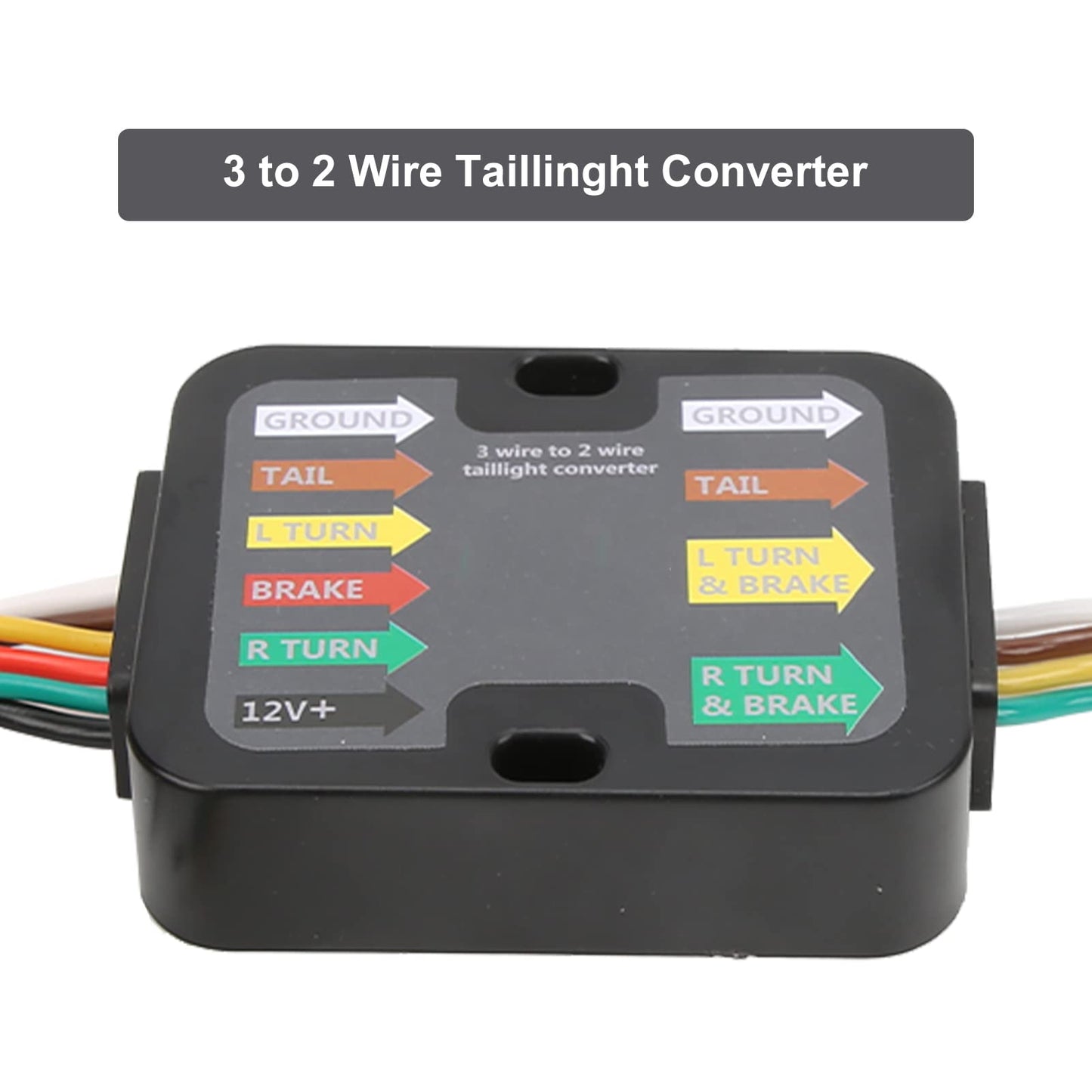 Trailer Wiring Converter Powered 3 to 2 Wire Trailer Tail Light Converter Kit RV Taillight Converter Hitch Accessories with 60in Wiring LED Compatible, Filage Pour Remorque
