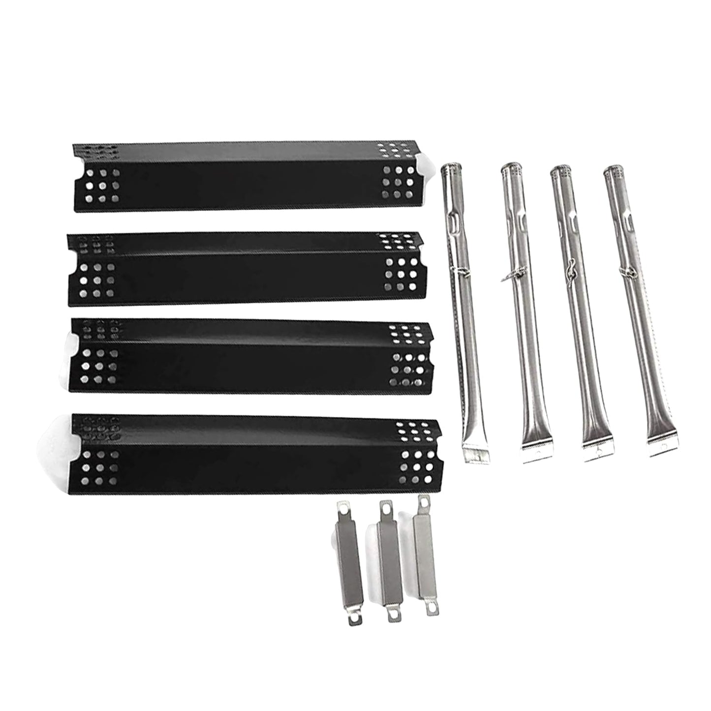 KEESHA Grill Replacement Parts Kit with Porcelain Steel Heat Shield, Stainless Steel Grill Burner Tube, Adjustable Carryover Tube For Charbroil and Master Chef 85-3044-6/85-3045-4/E480/E500 Gas Grills