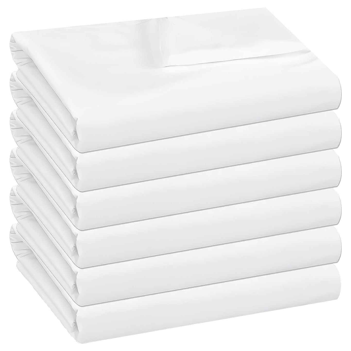 6 Pack Bulk Flat Sheet Set - Soft Brushed Microfiber - Bedding Essentials- Wrinkle & Stain Resistant for Hospital, Massage Table, Hotel, Airbnbs, Travel (White, Queen)
