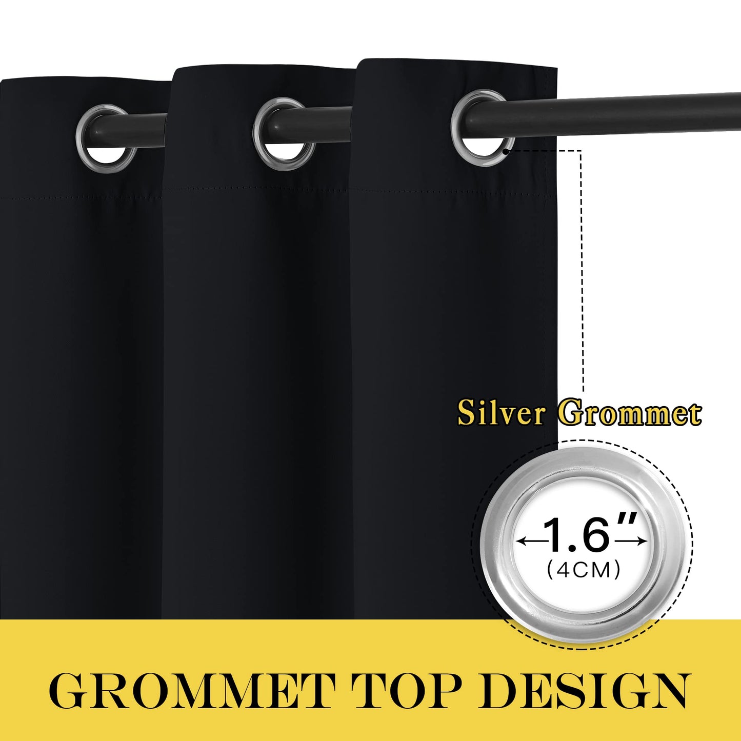 NICETOWN Blackout Sliding Glass Door Curtain for Living Room Extra Wide, Grommet Thermal Insulated Light Blocking Curtain Drape for Patio / French Door, W100 x L84, 1 Panel, Black